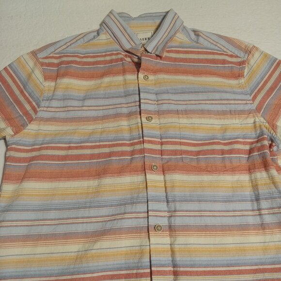 ROWM Men's Striped Short Sleeve Button Down Shirt Size M - Picture 1 of 7